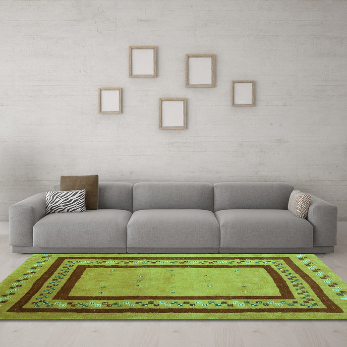 Machine Washable Abstract Turquoise Contemporary Area Rugs in a Living Room,, wshcon2796turq