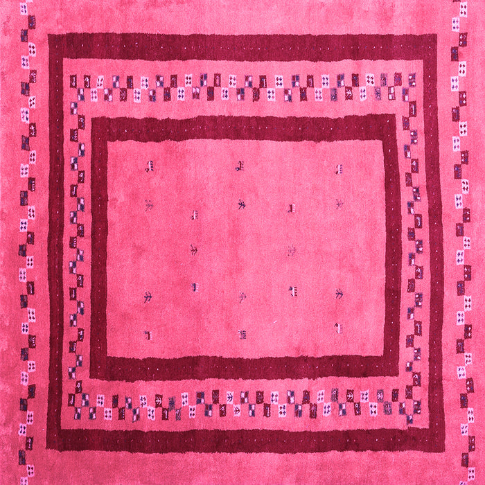 Square Machine Washable Abstract Pink Contemporary Rug, wshcon2796pnk