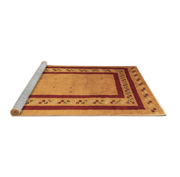 Sideview of Machine Washable Abstract Brown Contemporary Rug, wshcon2796brn