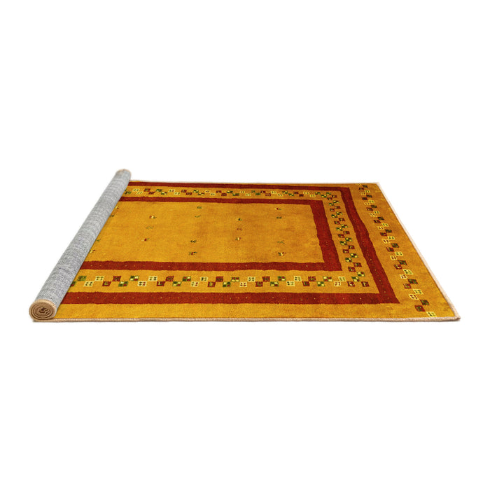 Sideview of Machine Washable Abstract Yellow Contemporary Rug, wshcon2796yw