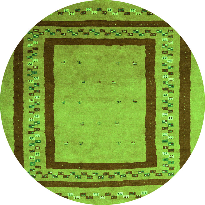 Square Abstract Green Contemporary Rug, con2796grn