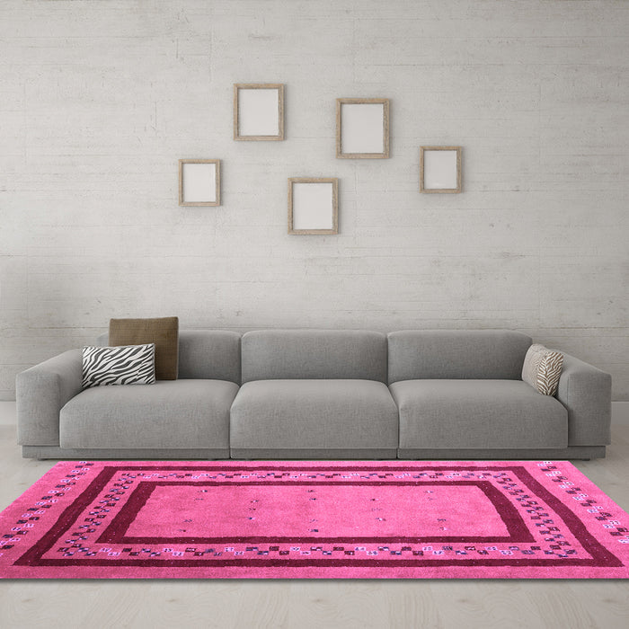 Machine Washable Abstract Purple Contemporary Area Rugs in a Living Room, wshcon2796pur