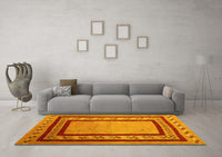 Machine Washable Abstract Yellow Contemporary Rug, wshcon2796yw
