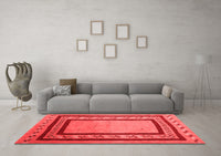 Machine Washable Abstract Red Contemporary Rug, wshcon2796red