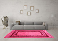 Machine Washable Abstract Pink Contemporary Rug, wshcon2796pnk