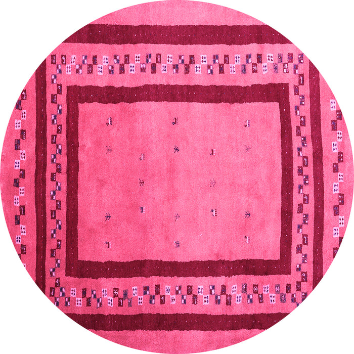Round Abstract Pink Contemporary Rug, con2796pnk