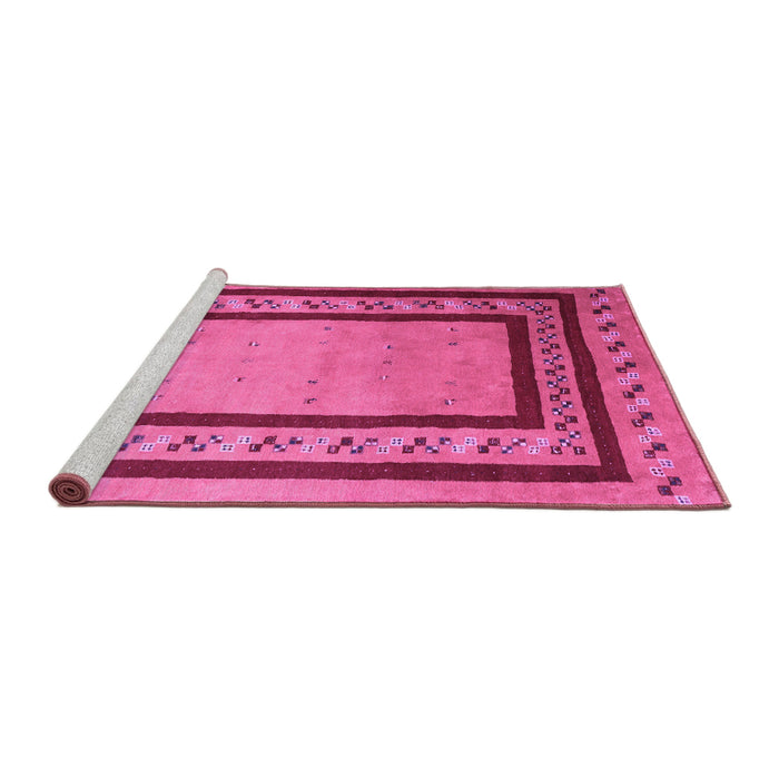 Sideview of Machine Washable Abstract Purple Contemporary Area Rugs, wshcon2796pur