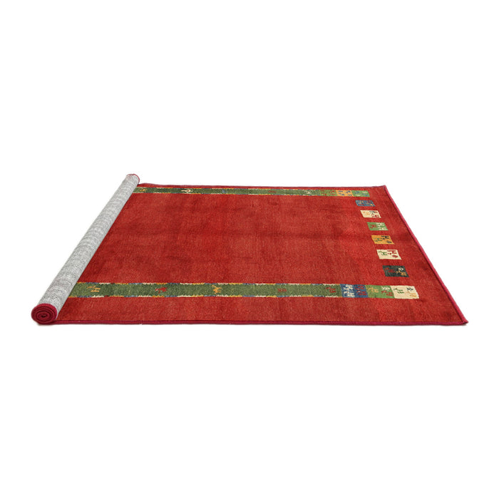 Serging Thickness of Machine Washable Contemporary Red Rug, wshcon2797