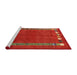 Serging Thickness of Machine Washable Contemporary Red Rug, wshcon2797