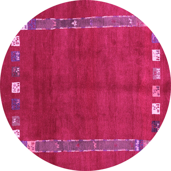 Round Abstract Pink Contemporary Rug, con2797pnk