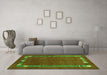 Machine Washable Abstract Green Contemporary Area Rugs in a Living Room,, wshcon2797grn