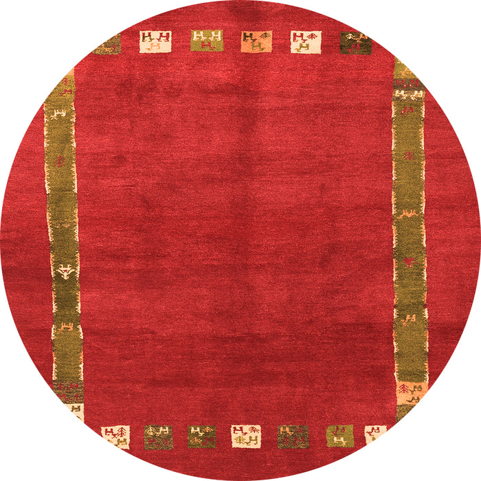 Square Abstract Orange Contemporary Rug, con2797org