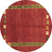 Round Abstract Brown Contemporary Rug, con2797brn