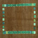 Square Machine Washable Abstract Turquoise Contemporary Area Rugs, wshcon2797turq