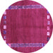 Round Machine Washable Abstract Purple Contemporary Area Rugs, wshcon2797pur