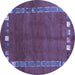 Round Abstract Blue Contemporary Rug, con2797blu