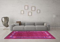 Machine Washable Abstract Purple Contemporary Area Rugs in a Living Room, wshcon2797pur