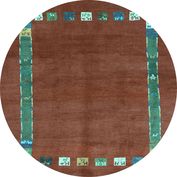 Round Abstract Light Blue Contemporary Rug, con2797lblu