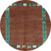 Round Abstract Light Blue Contemporary Rug, con2797lblu