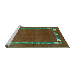 Sideview of Machine Washable Abstract Turquoise Contemporary Area Rugs, wshcon2797turq