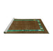 Sideview of Machine Washable Abstract Turquoise Contemporary Area Rugs, wshcon2797turq