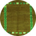 Square Abstract Green Contemporary Rug, con2797grn