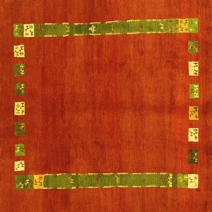 Square Abstract Yellow Contemporary Rug, con2797yw