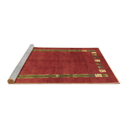 Sideview of Machine Washable Abstract Brown Contemporary Rug, wshcon2797brn