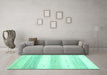 Machine Washable Solid Turquoise Modern Area Rugs in a Living Room,, wshcon2798turq