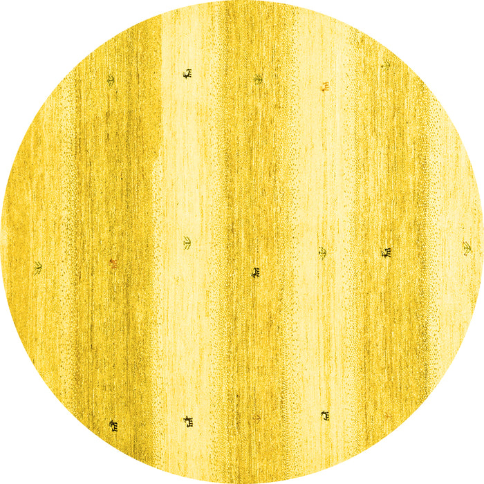 Round Machine Washable Solid Yellow Modern Rug, wshcon2798yw