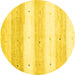 Round Machine Washable Solid Yellow Modern Rug, wshcon2798yw