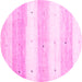 Round Machine Washable Solid Pink Modern Rug, wshcon2798pnk