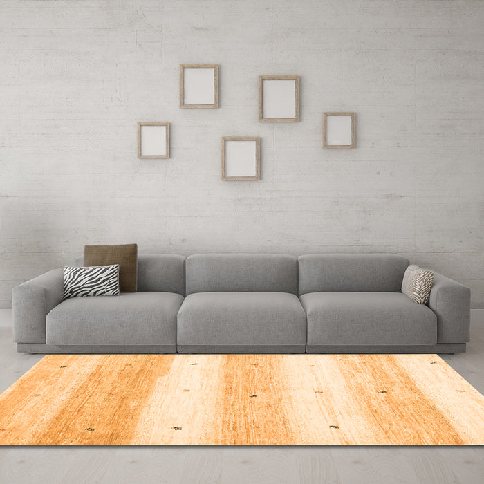 Machine Washable Solid Orange Modern Area Rugs in a Living Room, wshcon2798org