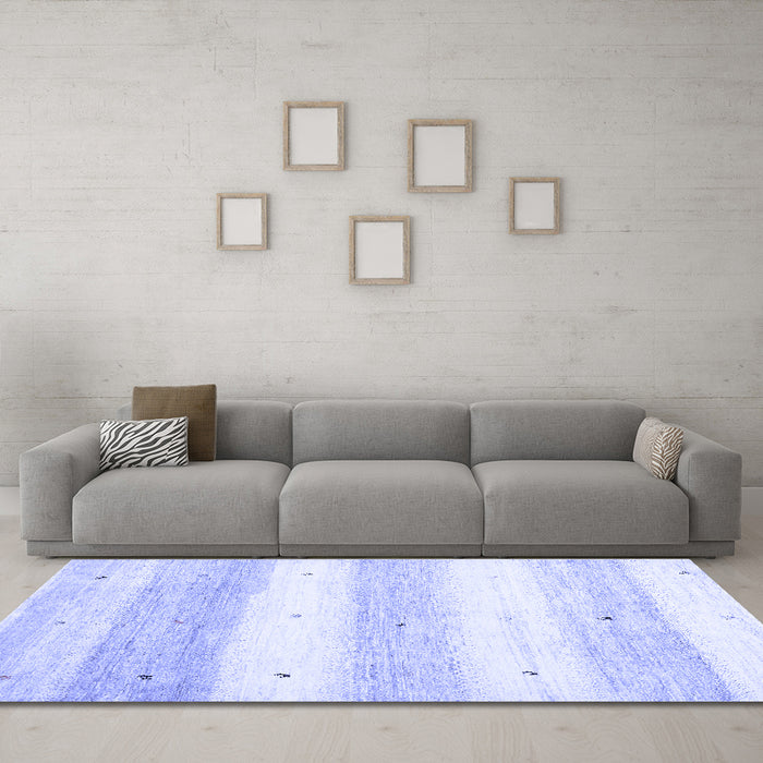 Machine Washable Solid Blue Modern Rug in a Living Room, wshcon2798blu