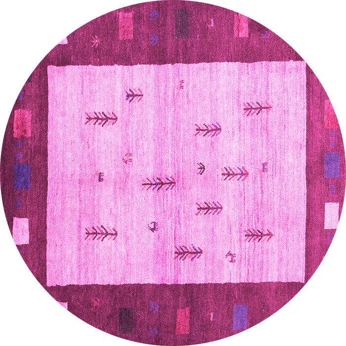 Round Abstract Pink Contemporary Rug, con2799pnk