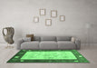 Machine Washable Abstract Emerald Green Contemporary Area Rugs in a Living Room,, wshcon2799emgrn