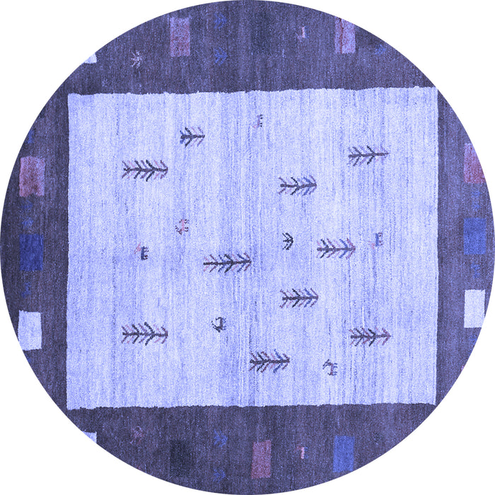 Round Abstract Blue Contemporary Rug, con2799blu