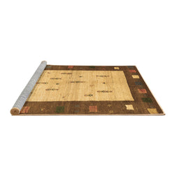 Sideview of Machine Washable Abstract Brown Contemporary Rug, wshcon2799brn