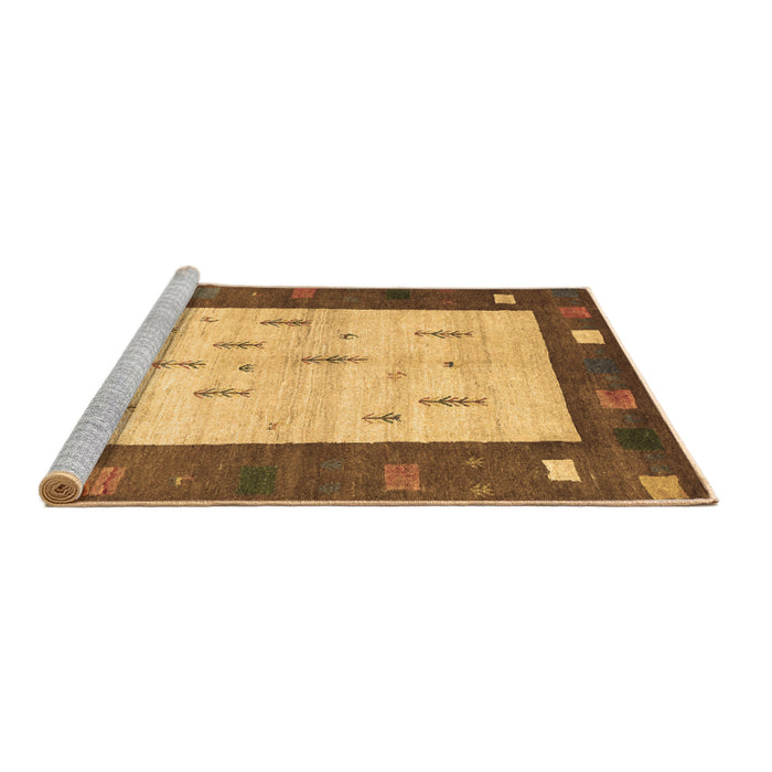 Sideview of Machine Washable Abstract Brown Contemporary Rug, wshcon2799brn