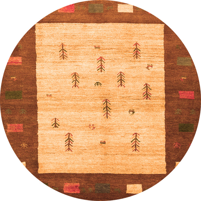 Square Abstract Orange Contemporary Rug, con2799org