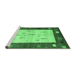 Sideview of Machine Washable Abstract Emerald Green Contemporary Area Rugs, wshcon2799emgrn