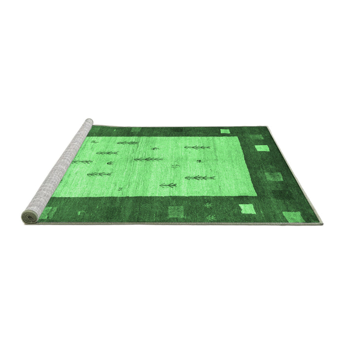 Sideview of Machine Washable Abstract Emerald Green Contemporary Area Rugs, wshcon2799emgrn