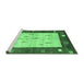 Sideview of Machine Washable Abstract Emerald Green Contemporary Area Rugs, wshcon2799emgrn