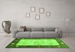 Machine Washable Abstract Green Contemporary Area Rugs in a Living Room,, wshcon2799grn