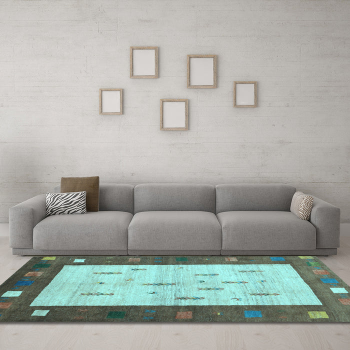 Machine Washable Abstract Light Blue Contemporary Rug in a Living Room, wshcon2799lblu