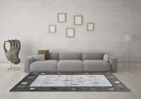 Machine Washable Abstract Gray Contemporary Rug, wshcon2799gry