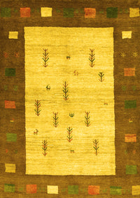 Abstract Yellow Contemporary Rug, con2799yw