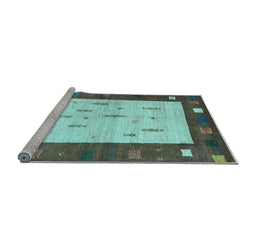 Sideview of Machine Washable Abstract Light Blue Contemporary Rug, wshcon2799lblu