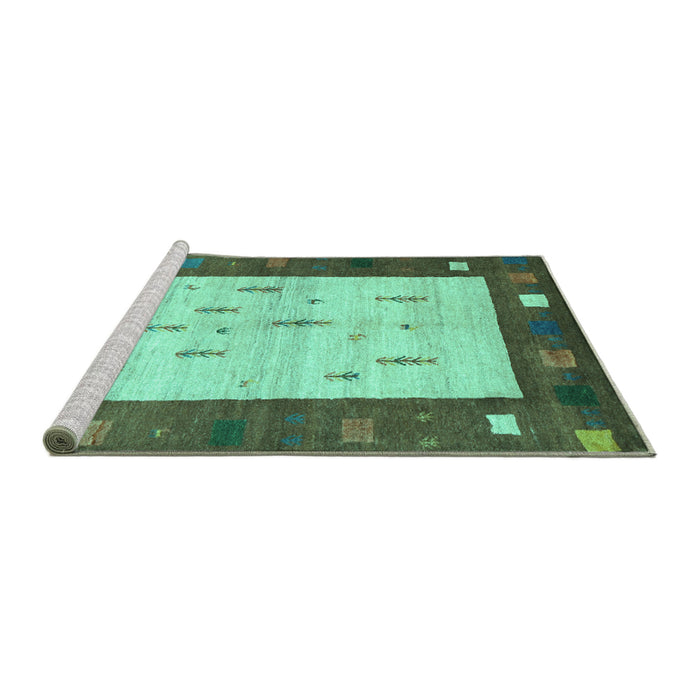 Sideview of Machine Washable Abstract Turquoise Contemporary Area Rugs, wshcon2799turq