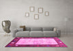 Machine Washable Abstract Pink Contemporary Rug in a Living Room, wshcon2799pnk